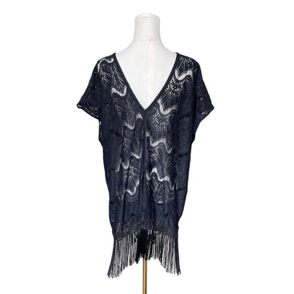 Victorias Secret Swim Beach Coverup XS/S Sheer Lace Fringe Dress Boho Crochet - Picture 4 of 10